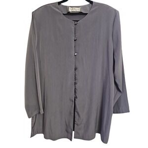 VTG 3 Pice Set S.G Collection Elegant Gray Button-Down Tunic Professional L